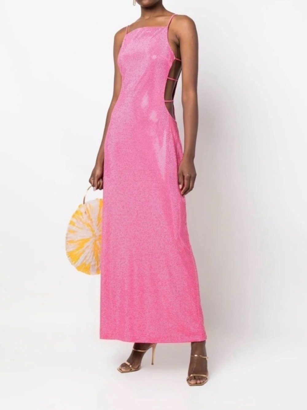 CULT GAIA Chantal Sequin Embellished Maxi Dress in Qajar Rose/Pink Sz S